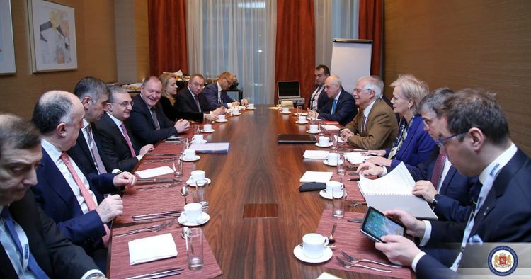 Azerbaijani FM Elmar Mammadyarov meets with Josep Borrell in breakfast meeting in Slovakia