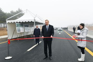 President Ilham Aliyev inaugurated 101-117th km section of Baku-Shamakhi-Yevlakh highway