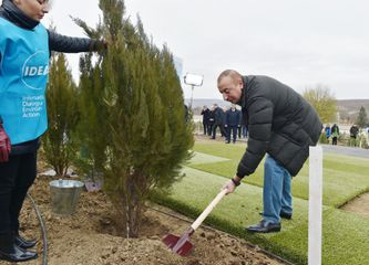 President Ilham Aliyev and first lady Mehriban Aliyeva attended tree-planting campaign in Shamakhi district