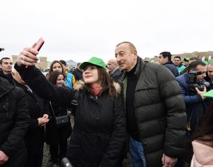 President Ilham Aliyev and first lady Mehriban Aliyeva attended tree-planting campaign in Shamakhi district
