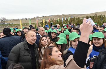 President Ilham Aliyev and first lady Mehriban Aliyeva attended tree-planting campaign in Shamakhi district