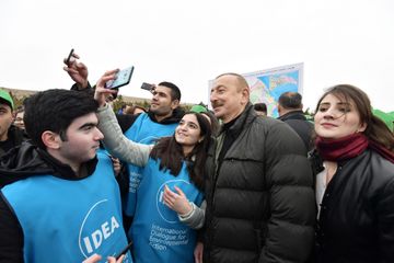 President Ilham Aliyev and first lady Mehriban Aliyeva attended tree-planting campaign in Shamakhi district