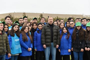 President Ilham Aliyev and first lady Mehriban Aliyeva attended tree-planting campaign in Shamakhi district