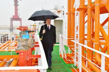 President Ilham Aliyev attended ceremony to launch first tanker built at Baku Shipyard