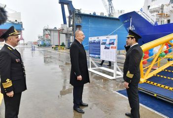 President Ilham Aliyev attended ceremony to launch first tanker built at Baku Shipyard