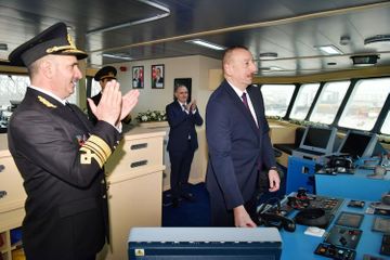 President Ilham Aliyev attended ceremony to launch first tanker built at Baku Shipyard