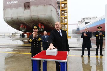 President Ilham Aliyev attended ceremony to launch first tanker built at Baku Shipyard