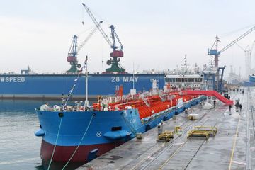 President Ilham Aliyev attended ceremony to launch first tanker built at Baku Shipyard