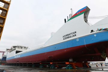 President Ilham Aliyev attended ceremony to launch first tanker built at Baku Shipyard