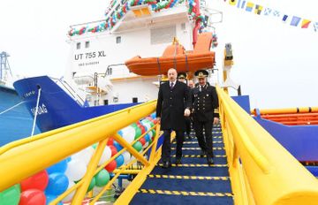 President Ilham Aliyev attended ceremony to launch first tanker built at Baku Shipyard