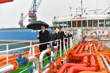 President Ilham Aliyev attended ceremony to launch first tanker built at Baku Shipyard