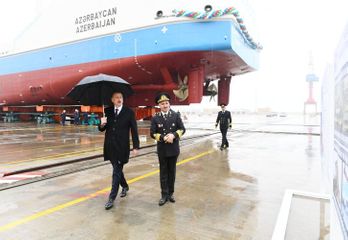 President Ilham Aliyev attended ceremony to launch first tanker built at Baku Shipyard
