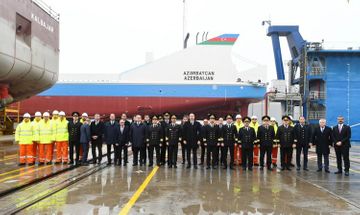 President Ilham Aliyev attended ceremony to launch first tanker built at Baku Shipyard