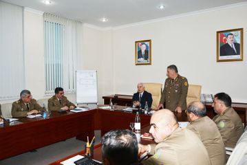 Operational meeting dedicated to extinguishing the fire, broken out in EuroHome, held in Azerbaijani MES