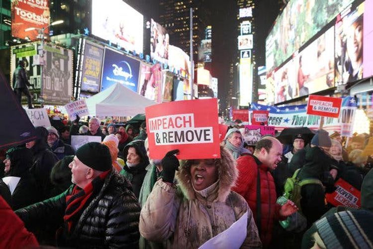 Protesters hold rallies across the US ahead of Donald Trump's impeachment