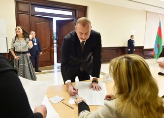 Azerbaijani President Ilham Aliyev voted at polling station No 6