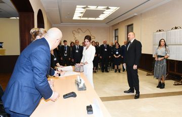 Azerbaijani President Ilham Aliyev voted at polling station No 6