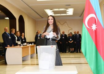 Azerbaijani President Ilham Aliyev voted at polling station No 6