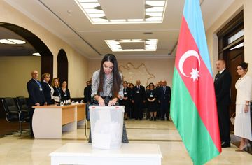 Azerbaijani President Ilham Aliyev voted at polling station No 6