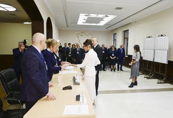 Azerbaijani President Ilham Aliyev voted at polling station No 6