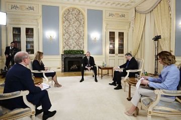 Azerbaijani President Ilham Aliyev gives interview to local journalists