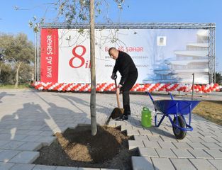 President Ilham Aliyev attends the opening of central boulevard street in Baku White City