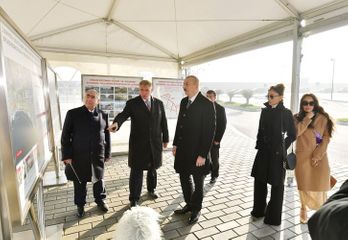 President Ilham Aliyev attends the opening of central boulevard street in Baku White City
