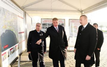 President Ilham Aliyev attends the opening of central boulevard street in Baku White City