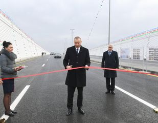  President Ilham Aliyev inaugurated a highway tunnel in Pirshaghi settlement