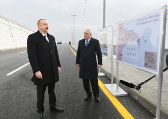  President Ilham Aliyev inaugurated a highway tunnel in Pirshaghi settlement