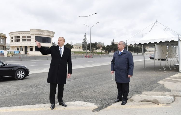 President Ilham Aliyev viewed work done as part of expanding Baku-Sumgayit highway - UPDATED