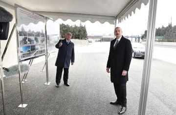 President Ilham Aliyev viewed work done as part of expanding Baku-Sumgayit highway - UPDATED