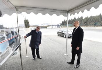 President Ilham Aliyev viewed work done as part of expanding Baku-Sumgayit highway - UPDATED