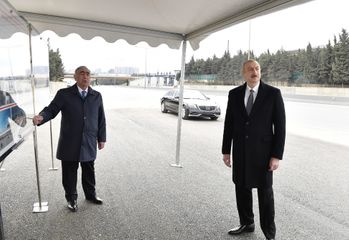 President Ilham Aliyev viewed work done as part of expanding Baku-Sumgayit highway - UPDATED