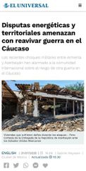 Mexico's El Universal newspaper publishes article on Armenia's latest military provocation 