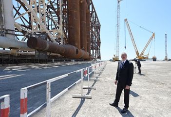President Ilham Aliyev attended sail away of Garabagh field jacket - UPDATED