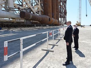 President Ilham Aliyev attended sail away of Garabagh field jacket - UPDATED
