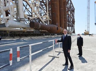 President Ilham Aliyev attended sail away of Garabagh field jacket - UPDATED