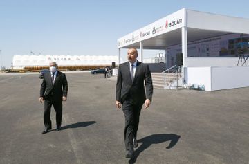 President Ilham Aliyev attended sail away of Garabagh field jacket - UPDATED