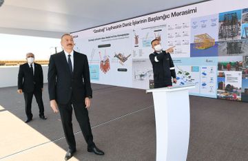 President Ilham Aliyev attended sail away of Garabagh field jacket - UPDATED