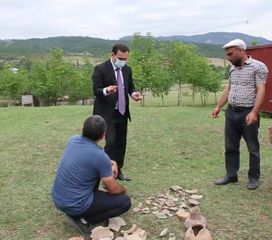 Ancient historical monument and art exhibits found during road construction in Azerbaijan's Ismayilli