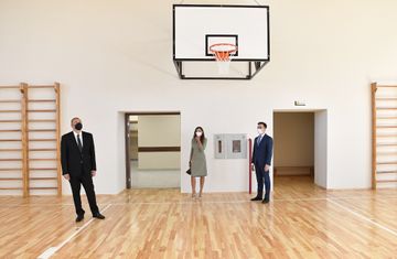 President Ilham Aliyev and first lady Mehriban Aliyeva attends opening of new school in Baku