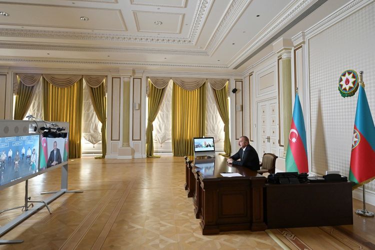 President Ilham Aliyev inaugurates in a video format another modular hospital for treatment of coronavirus patients