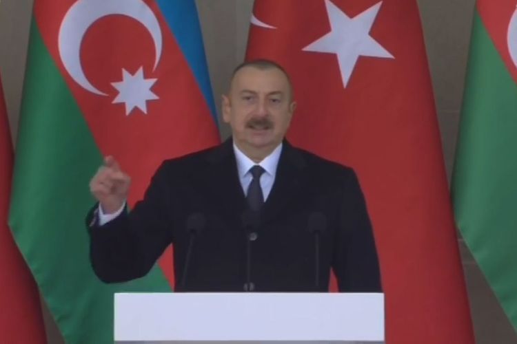 President: “Climbing to Shusha through rocks our Army destroyed enemy at hand-to-hand combat, raised Azerbaijani flag in Shusha”