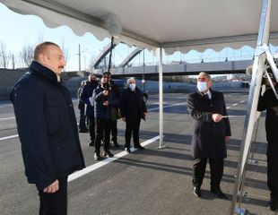 President Ilham Aliyev views work done on renovated section of Baku-Guba-Russian Federation state border highway