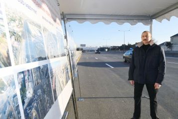 President Ilham Aliyev views work done on renovated section of Baku-Guba-Russian Federation state border highway