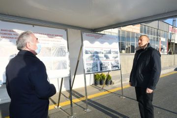 President Ilham Aliyev views work done on renovated section of Baku-Guba-Russian Federation state border highway