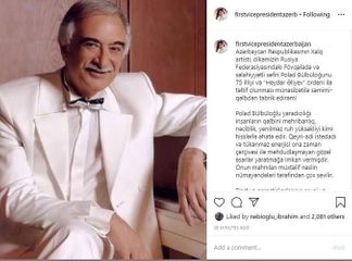 First Vice President of Azerbaijan Mehriban Aliyeva congratulatesPolad Bulbuloglu