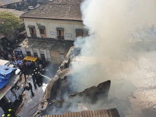 Eight injured in massive fire in building of India's financial capital Mumbai