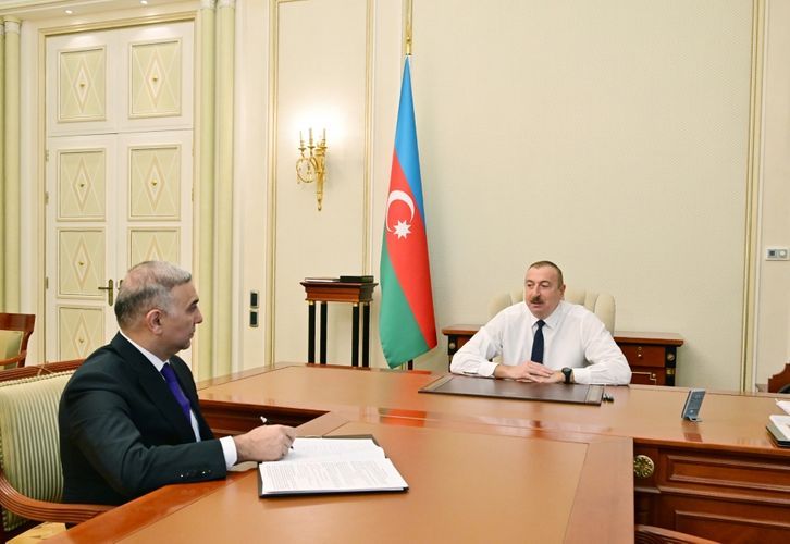 President Ilham Aliyev receives Vugar Ahmadov in connection with his appointment as Chairman of Azerishig